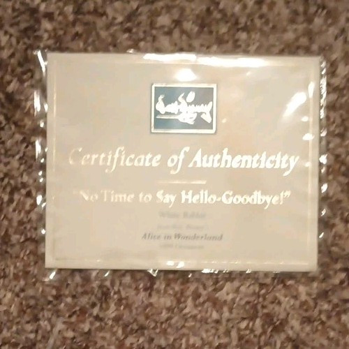 Sealed Disney Certificate of Authenticity - "No Time to Say Hello-Goodbye!"