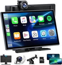 LAMTTO Wireless Car Stereo for Apple CarPlay Android Auto, 9 Inch Portable Car A