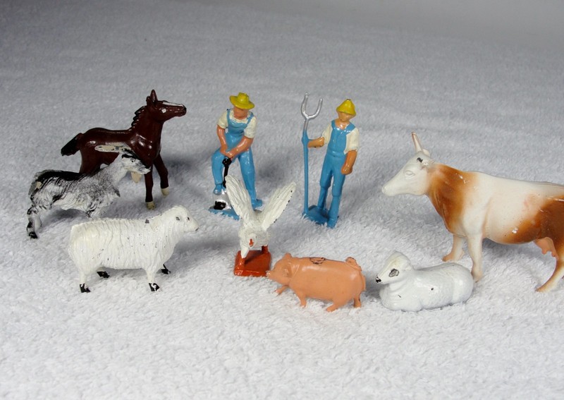 Vintage Britains Farmers and Animal Figures Cast Metal
