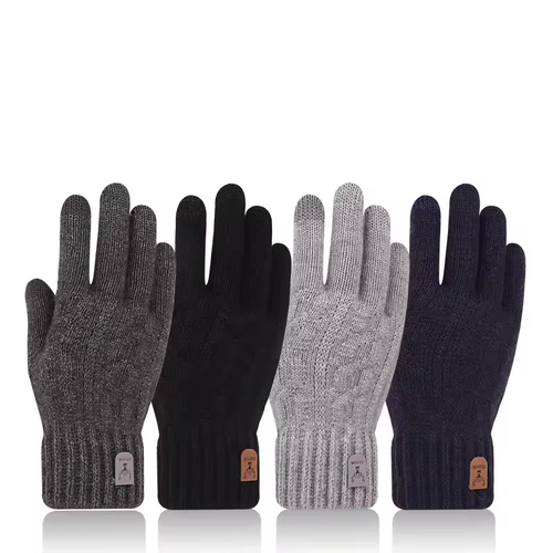 guanti caldi da uomo per touch screen invernale guanti in maglia di lana - Photo 1/6