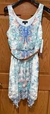 LOVE REIGN Women's XL White Pastel Lace Lined Handkerchief Sleeveless Dress NWT
