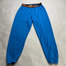 Aviator Nation Logo Stripe Sweatpants Women's L Caribbean Blue Pull on Joggers