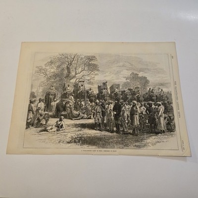 A Tiger Hunting Party In India Preparing To Start c. 1870 Engraving