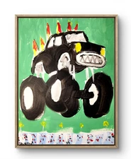 Aleph Original Art Monster Truck 4 14x11 Colorful Modern Painting on Canvas