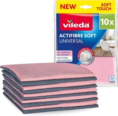 Vileda Actifibre Soft Universal, 10er Set Mikrofasertu¨Cher - streifenfreie