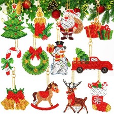 12 Pcs Christmas Diamond Art Ornaments Kits 5D DIY Diamond Art Painting Craft...