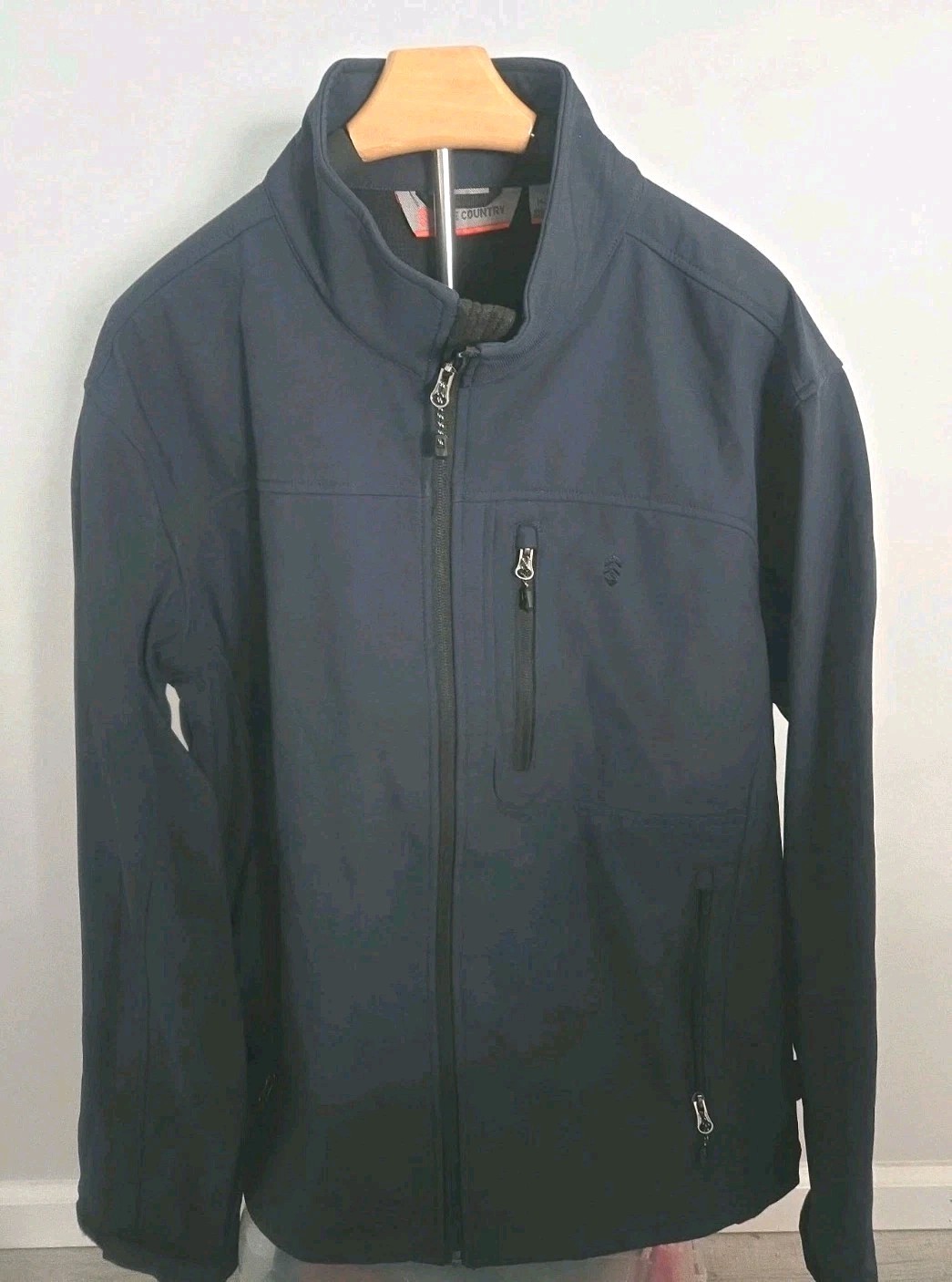 Free Country Softshell Jacket Mens Large Black Full Zip Lightweight Outdoor Coat