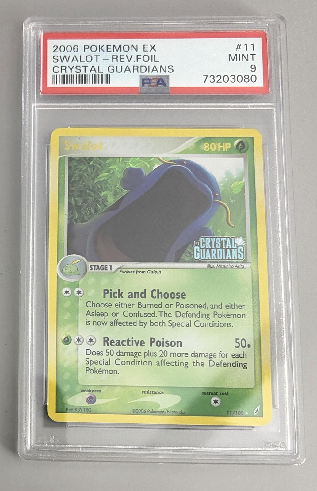 Pokemon Swalot EX Crystal Guardians Reverse Holo Rare #11 PSA 9 Mint