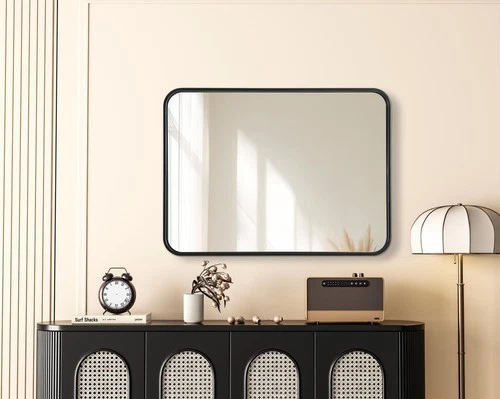 Elegant Decor Contour Metal Rectangle Mirror 22X30" Black - Picture 6 of 11