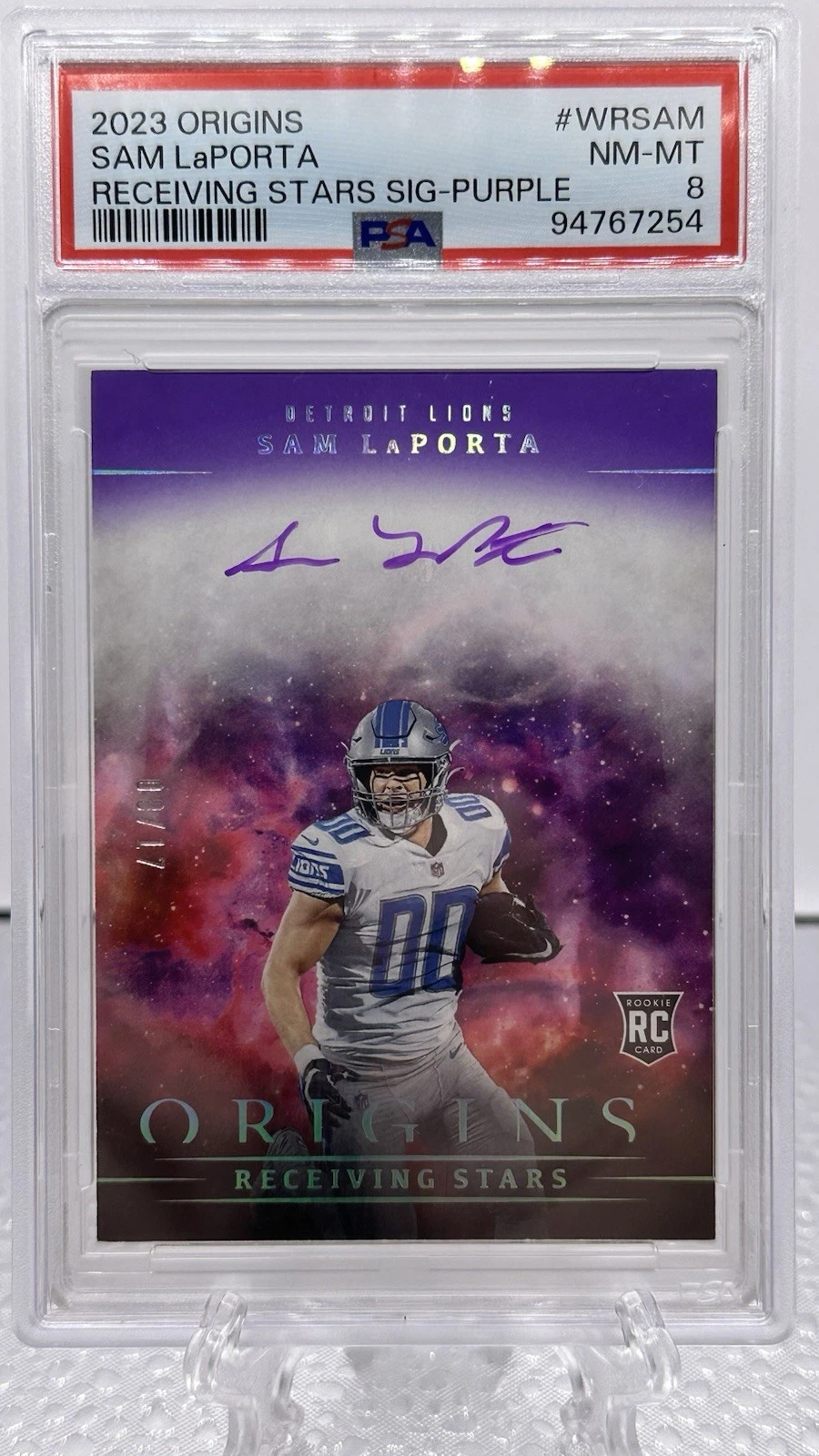 Sam LaPorta Panini Origins Receiving Stars Signatures #WRSAM Purple