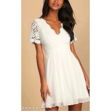 LuLus White Skater Dress V-Neck XL