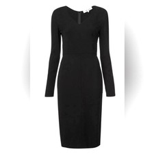 Diane Von Furstenberg Black V Neck Tailored Sift Dress Size 4 office Evening