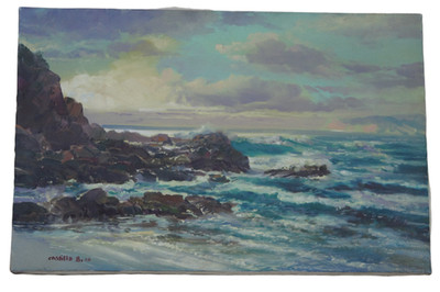 Ocean Waves Oil Painting On Canvas by Angel Castillo 23 In x 16 In.