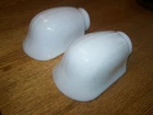 (2) Vtg  Art Deco Milk Glass Clam Lamp Shade Bathroom Wall Sconce Gooseneck #2