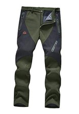 Men's Fleece Lined Ski Snow Pants Winter Waterproof Softshell 36 Green