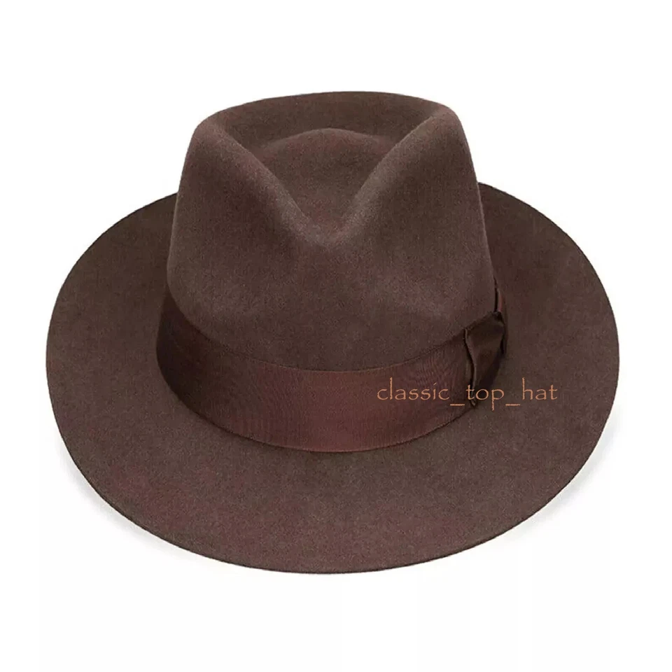 100% Wool Felt Fedora Trilby Hand Made Wider Brim Gents Hat - Image 3 of 4