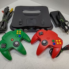 Nintendo 64 Blackconsole 2 Controllers Adapter Cable Used Japan Express delivery
