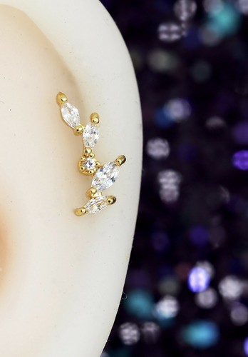 Gem Crystal Ear Cartilage Helix Ring Bar Stud Ear Cuff Climber Piercing Earring - Picture 123 of 268