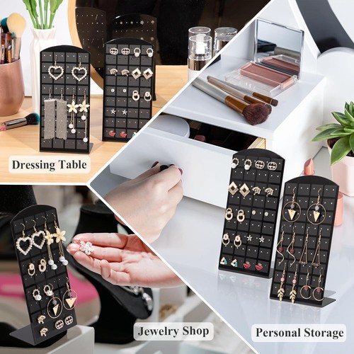 2 Pcs 72 Holes Earring Holder Acrylic Ear Stud Stand L-Shaped Jewe Display - Picture 5 of 11