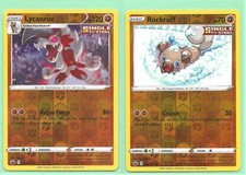 2 CHILLING REIGN POKEMON RARE LYCANROC 87/198 & ROCKRUFF 86/198 -REV HOLO NM/M