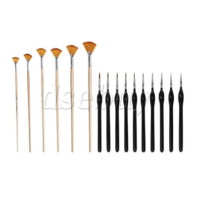 16 Pieces Fan Shape Oil Painting Brushes Solid Wood Handle for DIY Art Craft