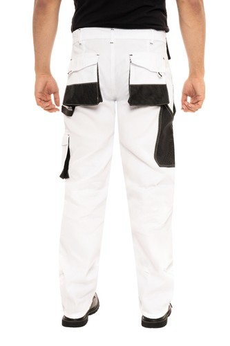 White Pants for Men Construction Painters Pant Utility Trousers Knee Pad Pockets - Picture 8 of 19