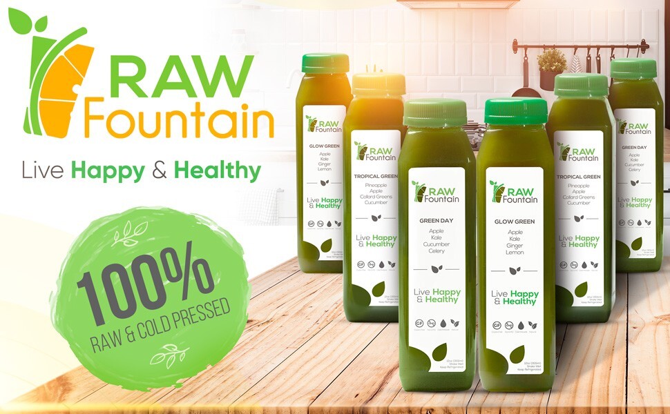 RAW Fountain 5 Day GREEN Juice Cleanse, All Natural Cold Pressed Detox 30ct 12oz
