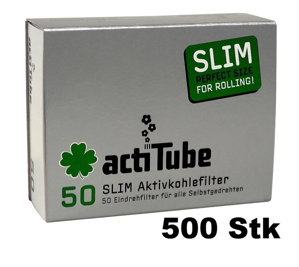 500x (10x 50 Stk) actiTube AKTIVKOHLEFILTER SLIM, 7mm , EU combined shipping