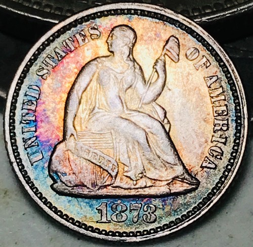 1873 Seated Liberty Half Dime 5C UNCIRCULATED CHOICE 90% Silver US Coin CC26355