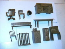 Marx Toys PL-347OL "Army HQ Furniture (Olive)" 54mm Plastic Soldier Accessories
