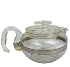 Flameware PYREX 6 Cup Teapot with Lid MCM Clear Glass Estate Vintage #8336