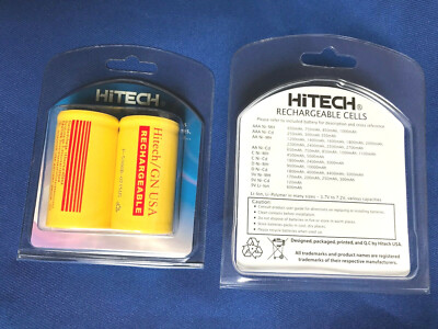 2pcs Hitech''D''size Consumer Rechargeable NiCd 1.2V5Ah Battery*Blisted Shell Card
