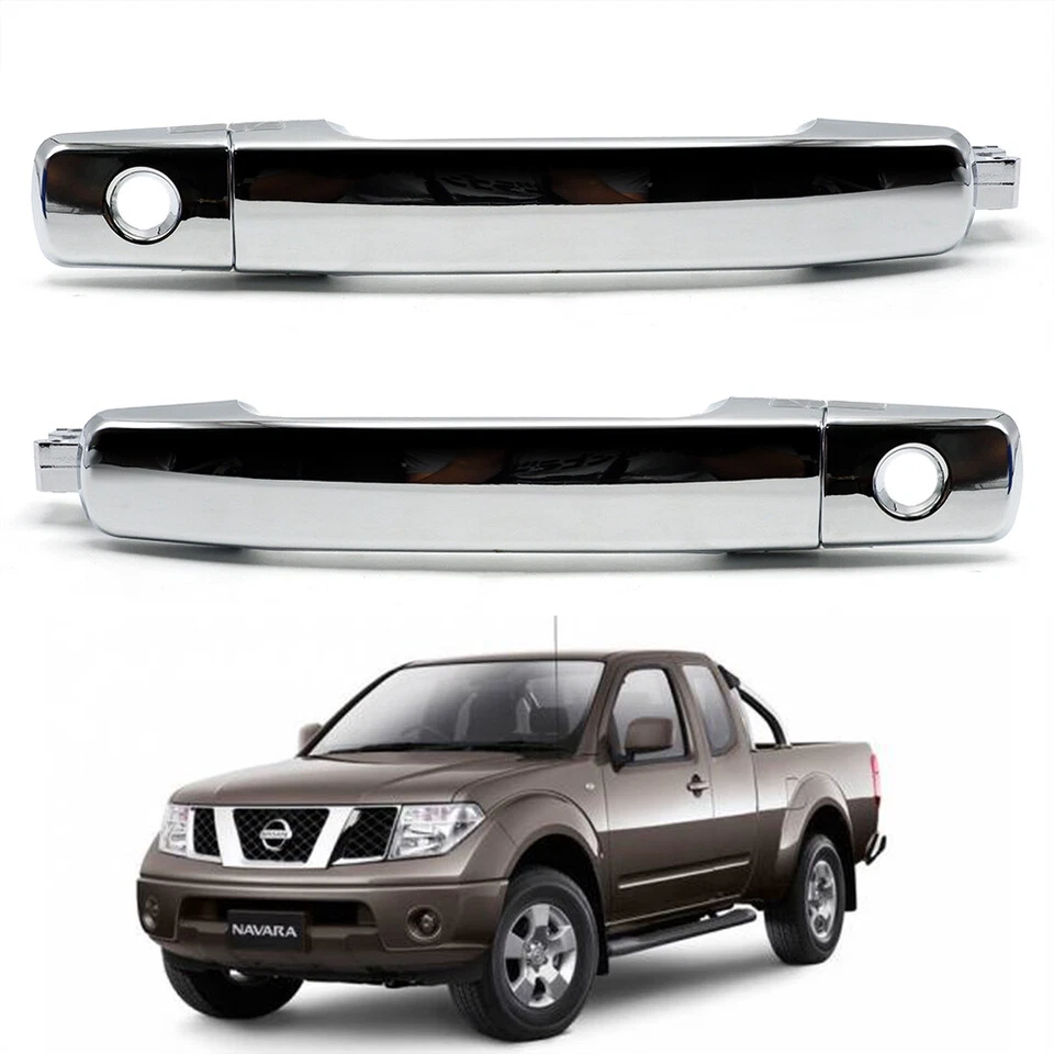 Front Lh+Rh 2Keyhole Chrome Handle Outer Fits Nissan Frontier Navara 2006 2014 Foto 2 de 4