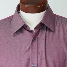 Robert Graham Maroon Herringbone Diamond Weave Shirt 17.5 Euro 44 Excellent