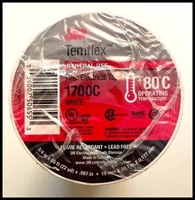 PREMIUM GRADE 3M TEMFLEX WHITE VINYL ELECTRICAL TAPE 3/4" X 66' PKG OF 10-PIECES