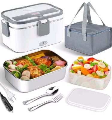 Electric Lunch Box 80W Food Heated 12V 24V 110V Portable Food Warmer Heater f...