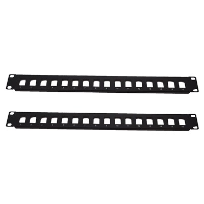 2 pcs 16 Port Keystone Blank Patch Panel Plate Cat5e Cat6 RJ45 19'' Rack Mount 1U