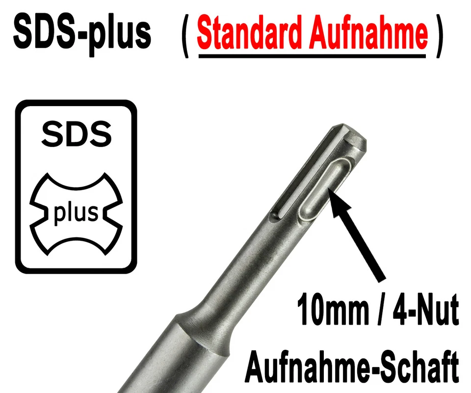 SDS-plus Betonbohrer Ø 8 mm x 400mm Lang Quadro Bohrer Hammerbohrer Steinbohrer - Bild 3 von 4