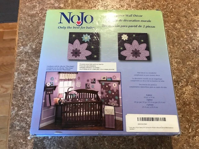 NOJO Plum Dandy 2 peças arte em lona decoração de parede 10" X 10" cada novo com etiquetas frete rápido - Imagem 3 de 3