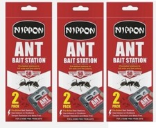 3 x Nippon Ant Stop Killer Bait stations Destroys Ants & Nests Indoor Outdoor