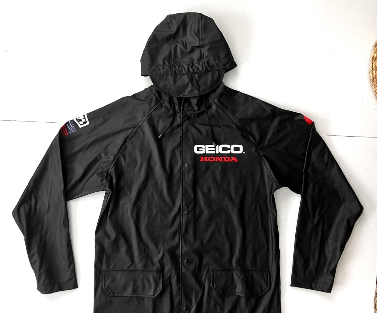 100% SPEEDLAB Black GEICO & HONDA RACING TEAM JACKET Rain Trench