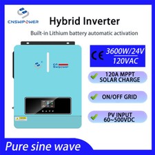 3600VA 24V Hybrid Inverter 120V AC Pure Sine Wave 120A MPPT Solar Charger