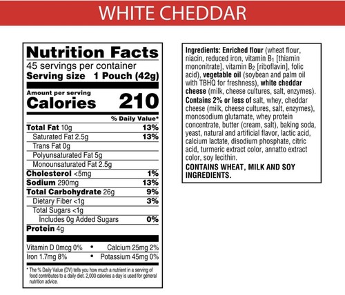 Cheez-It Baked Snack White cheddar Cheese Crackers 45 Ct Box FREE SHIPPING - Picture 3 of 3