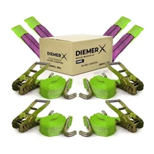 Recovery Ratchet Tie Down Straps HI-VIZABILITY GREEN ! Car Van Trailer 5T 5000KG