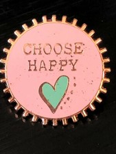 Vintage Collectible Choose Happy Colorful Metal Pin Back Lapel Pin Hat Pin
