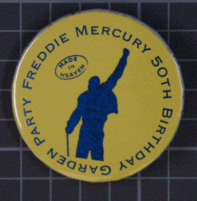 Queen Freddie Mercury Brian May Badge Vintage 50th Birthday Garden Party 1996