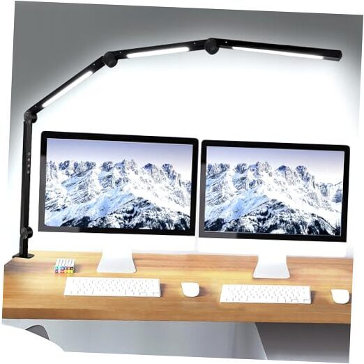 LED Desk Lamp with Clamp Flexible sources desk 4 sections Swing Arm Three light