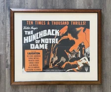 1952 Hunchback of Notre Dame Original 22 x 28 Half Sheet Movie Poster Framed