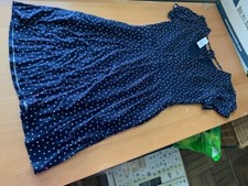 LOFT NWT Dotted tie back flare navy dress size 0