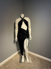 Fashion Nova Higher Standards Black Velvet Midi Dress Size Xs Peekaboo Sexy